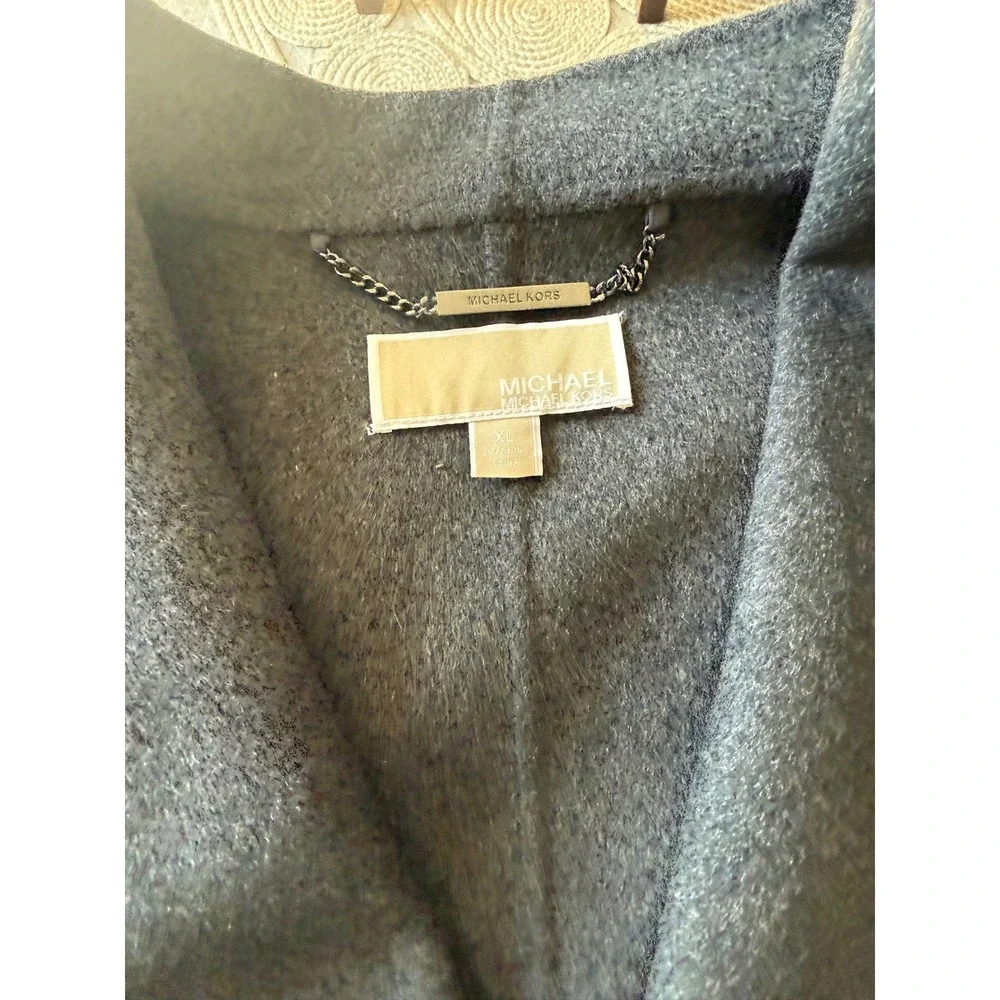 Michael Kors Gray Wool Blend Draped Shawl Collar Long Vest Duster XL - Picture 3 of 8